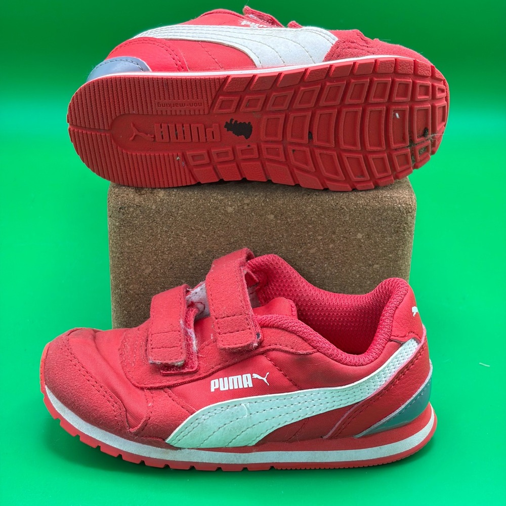 Puma ST Runner V2 Sneakers Toddler 9C Poppy Red/White Hook Loop Athletic Shoes